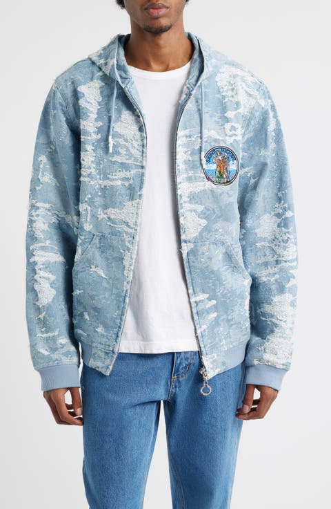 Saint Michael Jacquard Zip-Up Hoodie