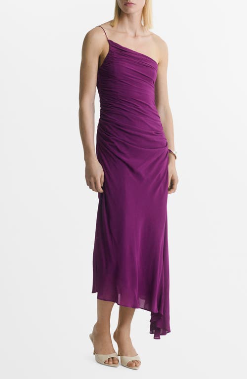 Mango Asymmetrical Dress With Gathered Sides Purple In Purple