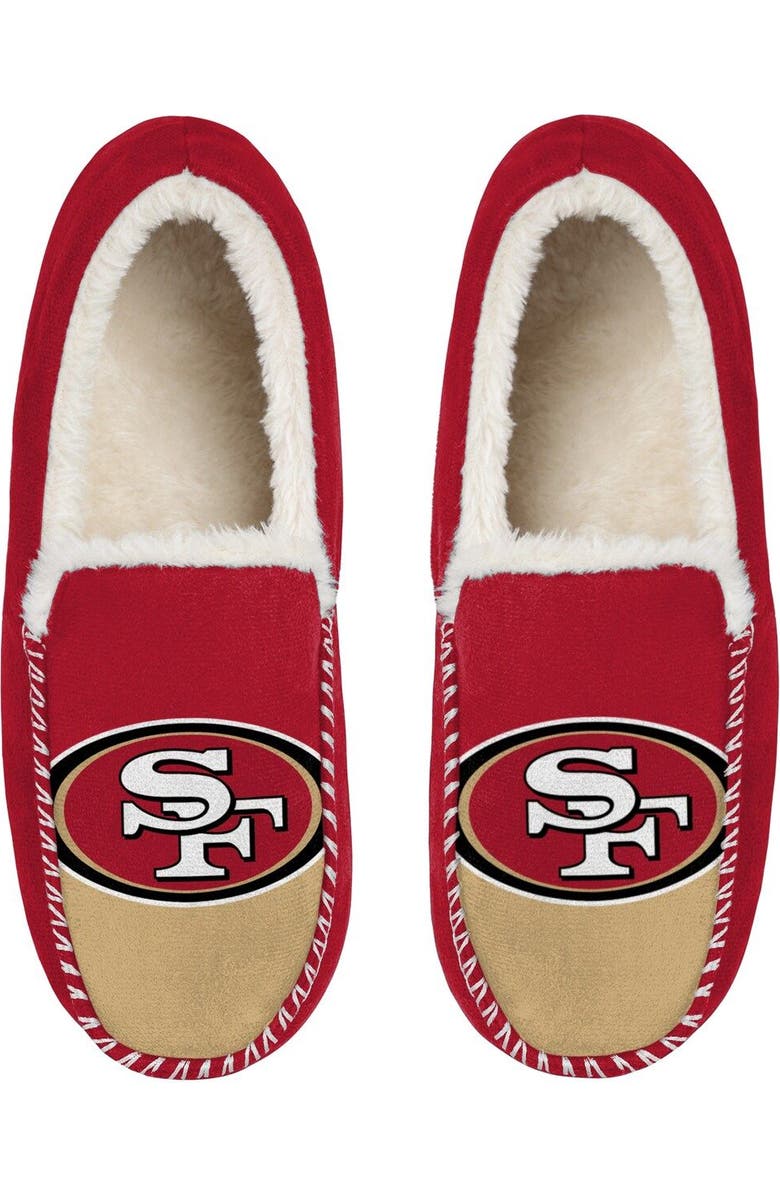 FOCO Men's FOCO San Francisco 49ers Colorblock Moccasin Slippers, Alternate, color,