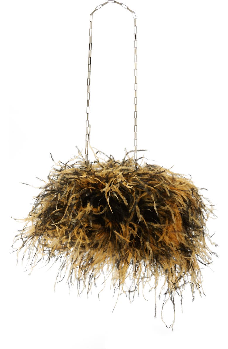 The Attico Midnight Feather Frame Clutch, Main, color,