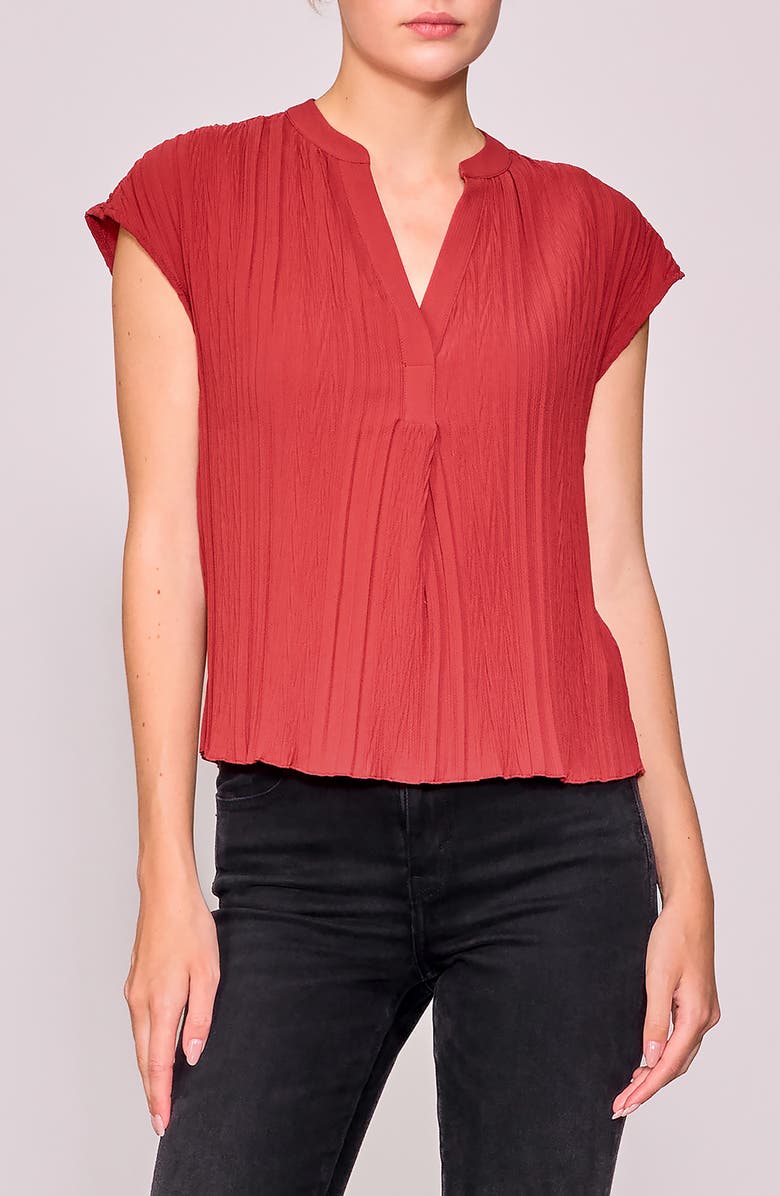 MELLODAY Twist Pleat Top, Main, color, Brick Red