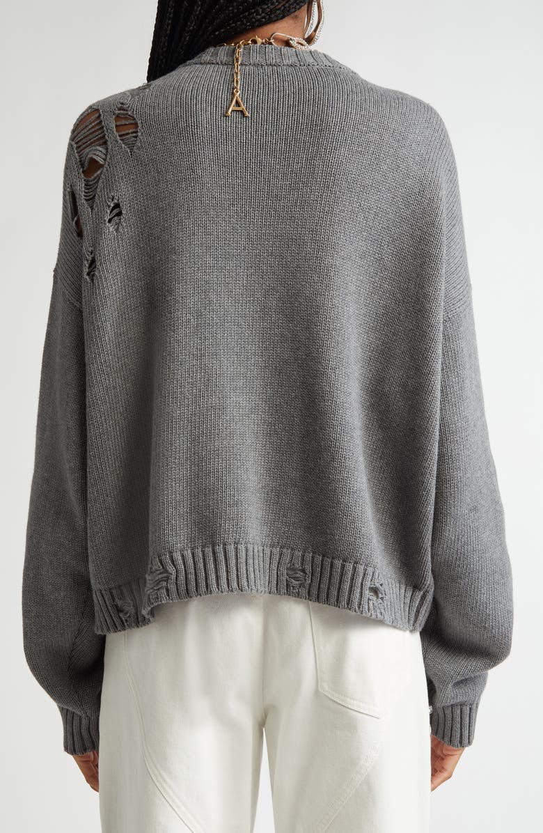 Area Distressed Crystal Cardigan, Alternate, color, Heathered Grey