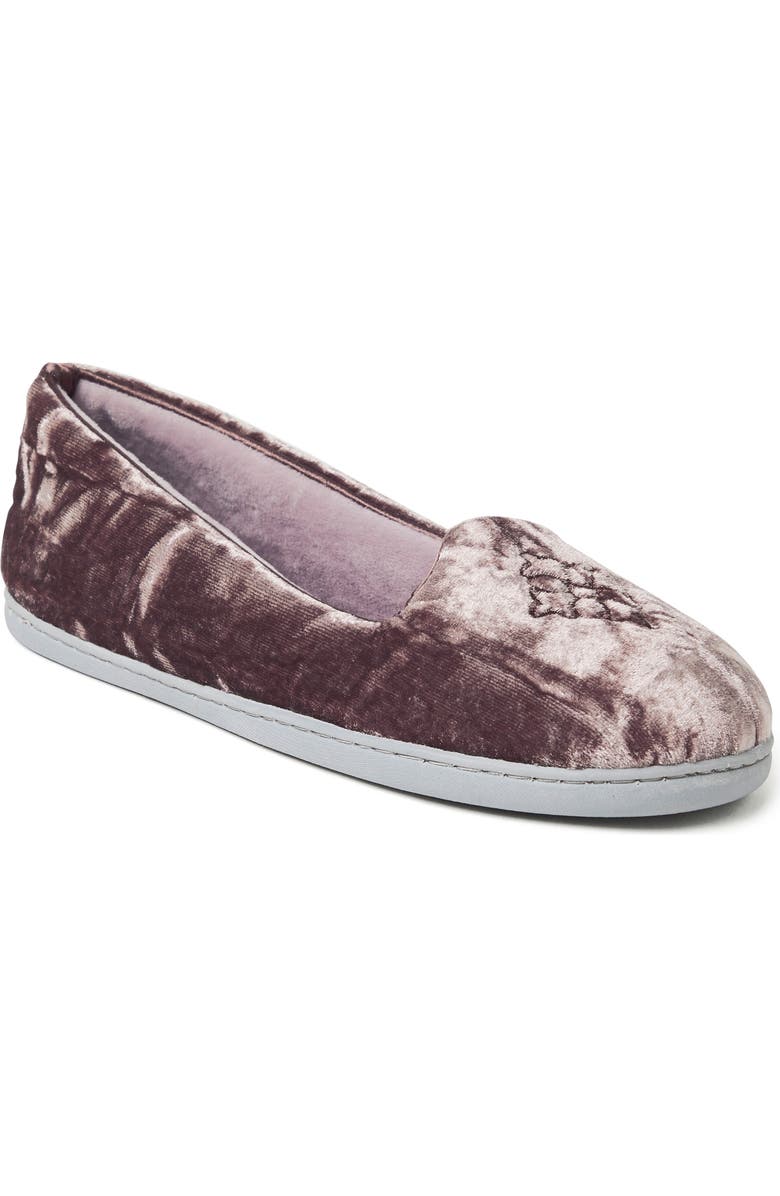 DEARFOAMS Rebecca Velour Slipper, Main, color, Frosted Plum