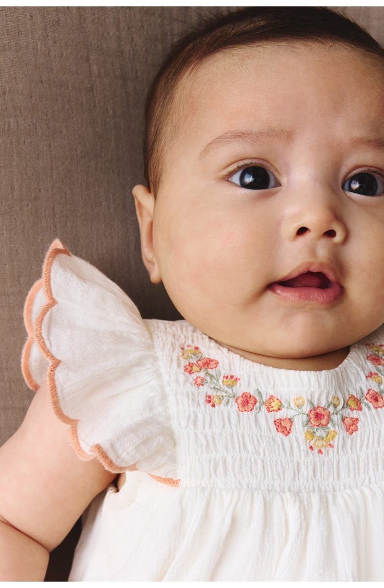 H&M Cotton Bodysuit Dress, Alternate, color, White/Flowers