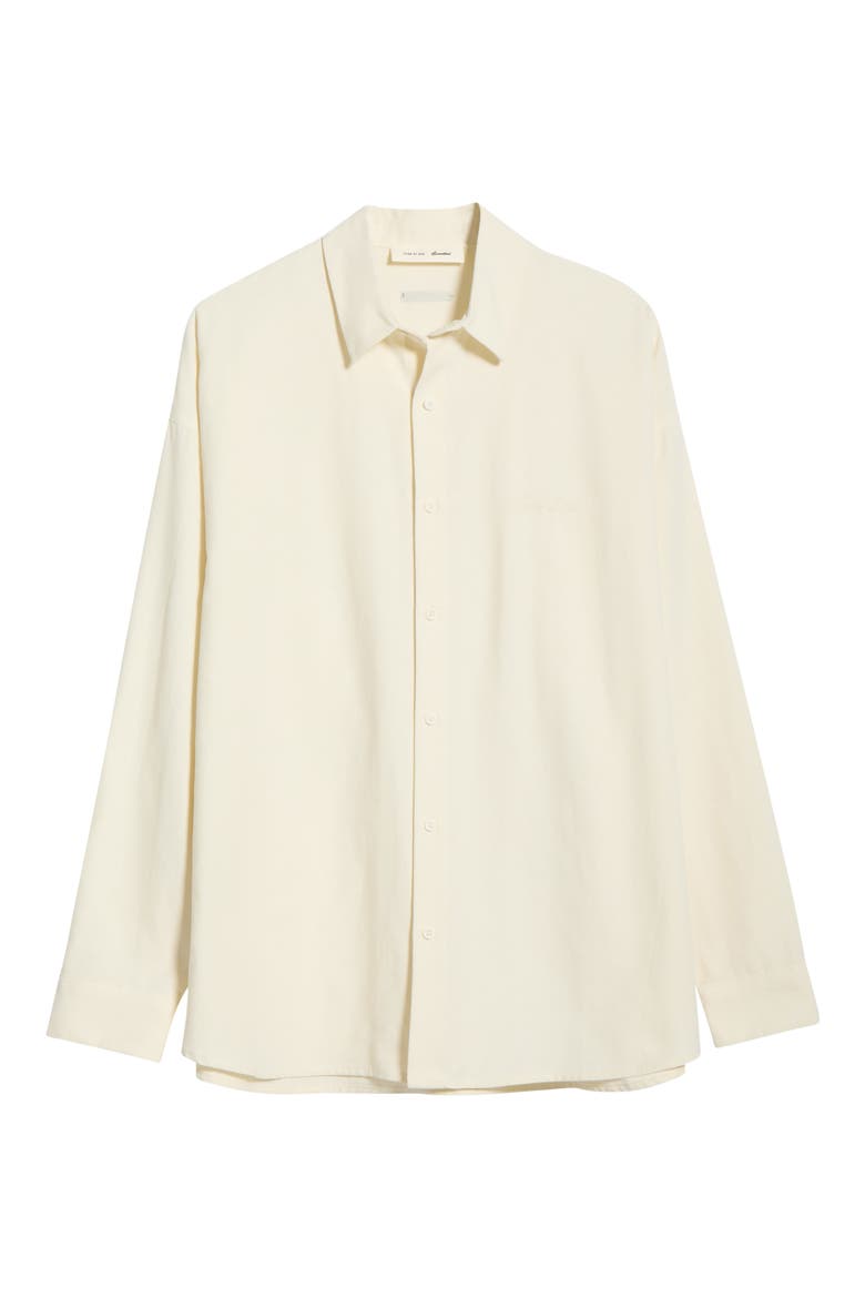Signature Button Front Cotton Shirt, Alternate, color, IVORY
