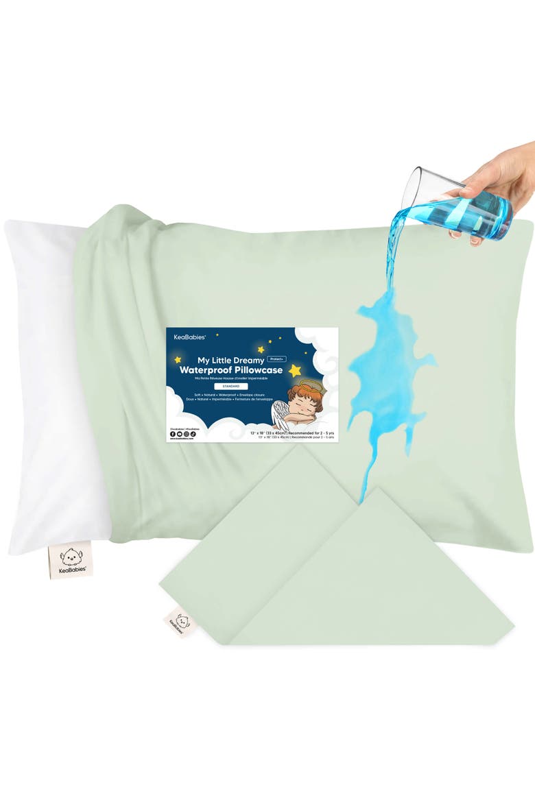 My Little Dreamy [Protect+] Waterproof Pillowcase, Main, color, Sage