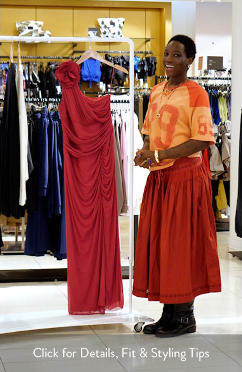 Red Corsage One Shoulder Gown, sales video thumbnail