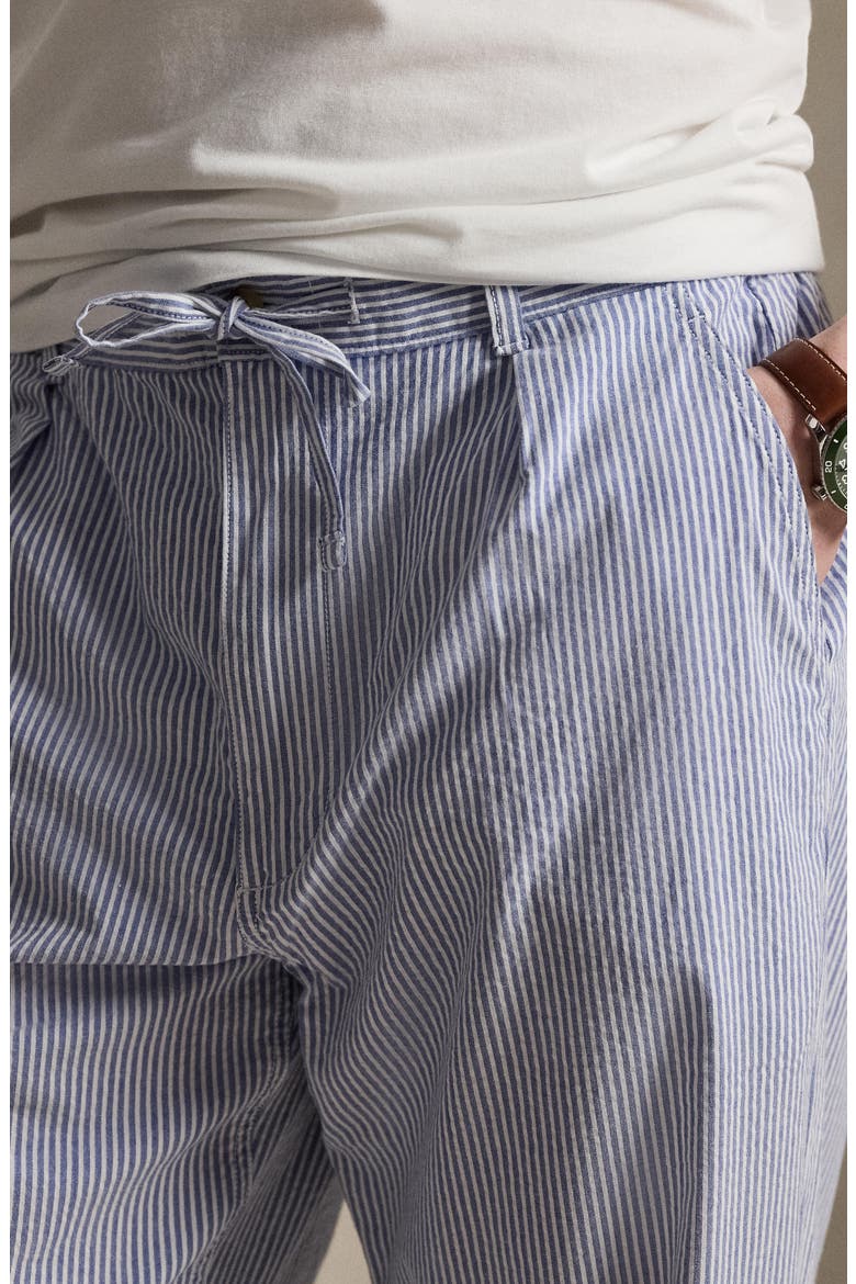 Prepster Relaxed Fit Easy Pleated Stretch Cotton Pants, Alternate, color, BLUE AND WHITE SEERSUCKER