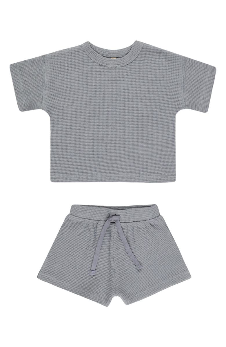 QUINCY MAE Waffle Knit Organic Cotton T-Shirt & Shorts Set, Main, color, 