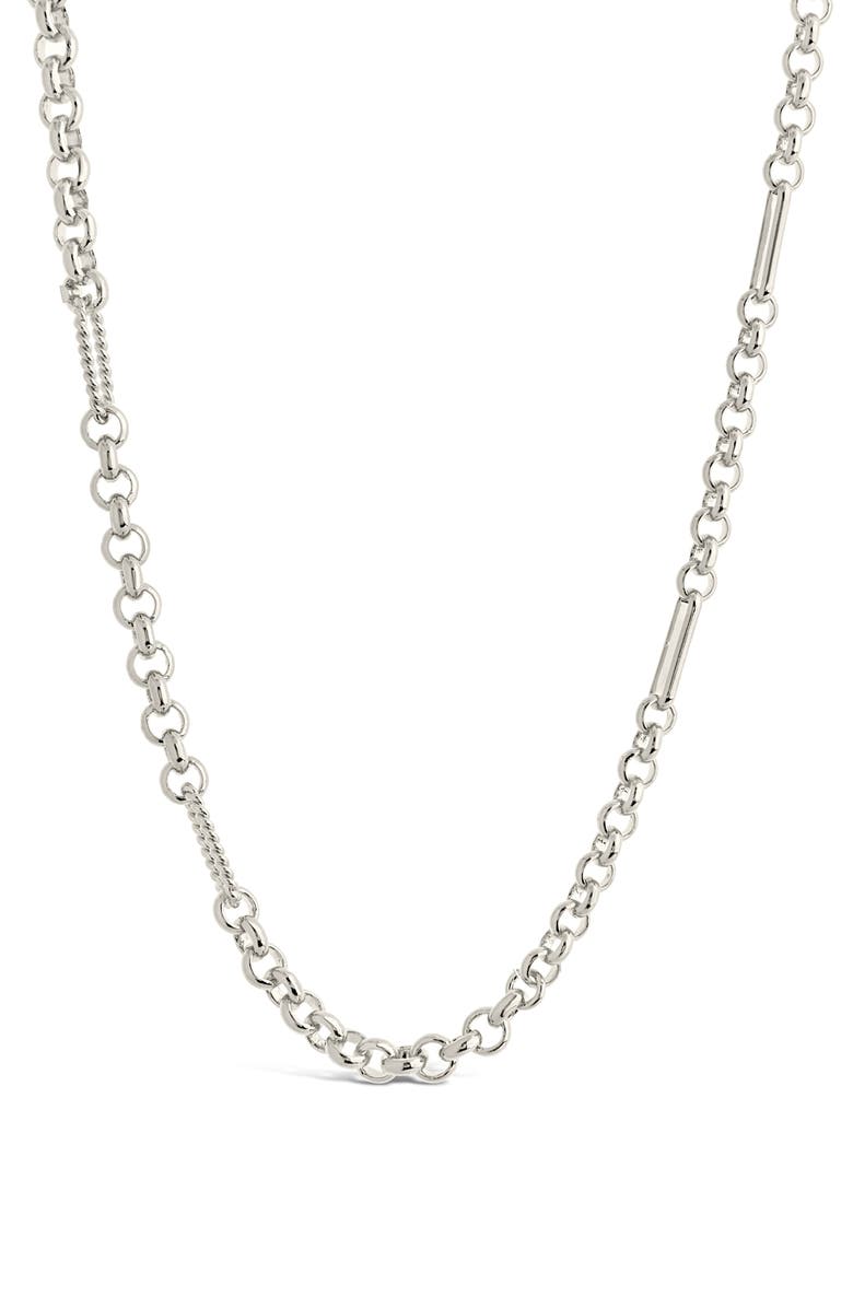 Sterling Forever Leisel Station Chain Necklace, Main, color, Silver