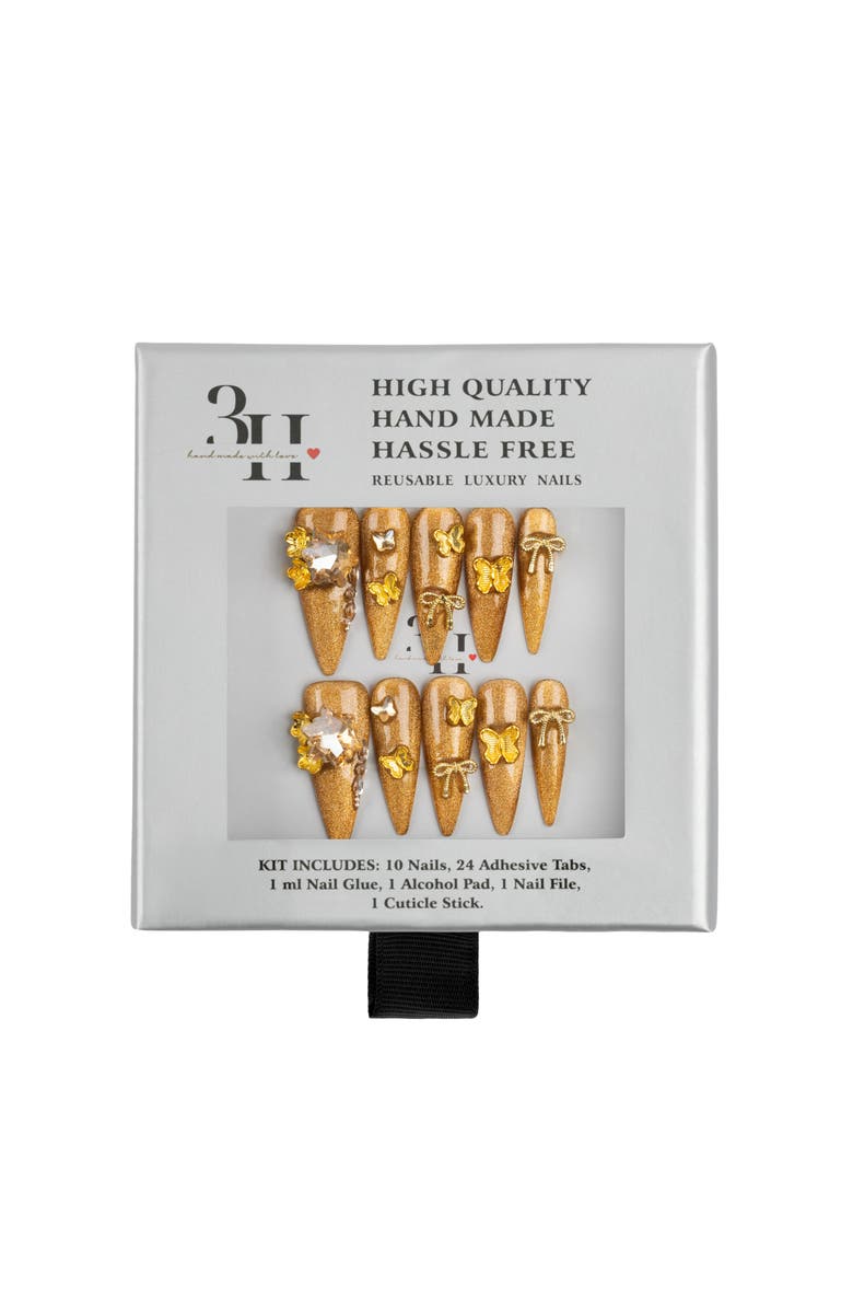 3H Nails Gold Rush Luxury Handmade Press On Nails, Alternate, color, Golden Amber