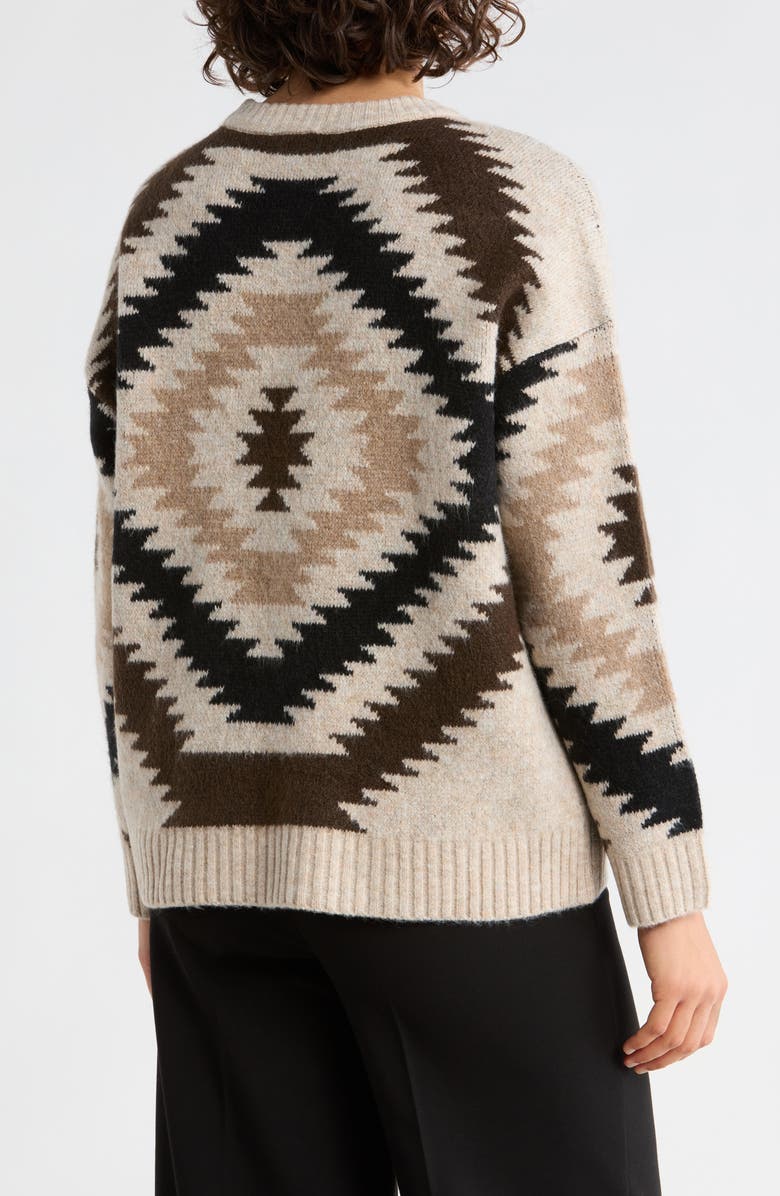 Vince Camuto Geo Pattern Drop Shoulder Sweater, Alternate, color, Oatmeal