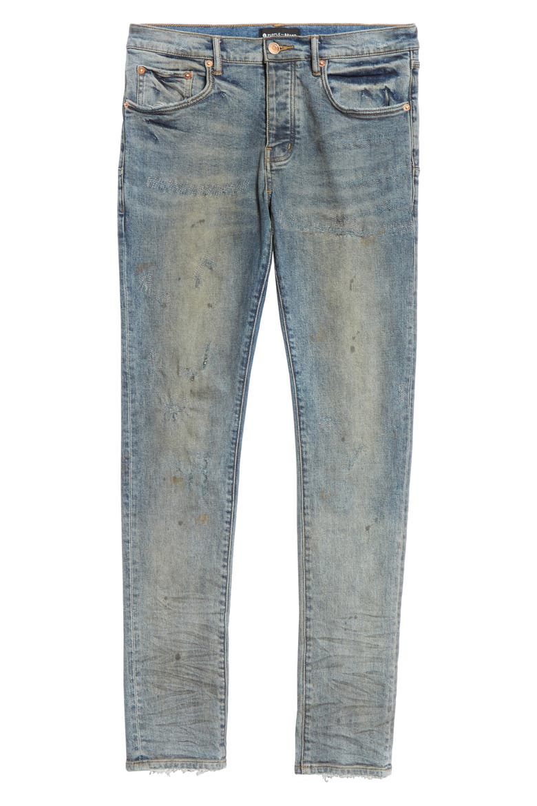 PURPLE Skinny Fit Jeans, Alternate, color, INDIGO OIL REPAIR
