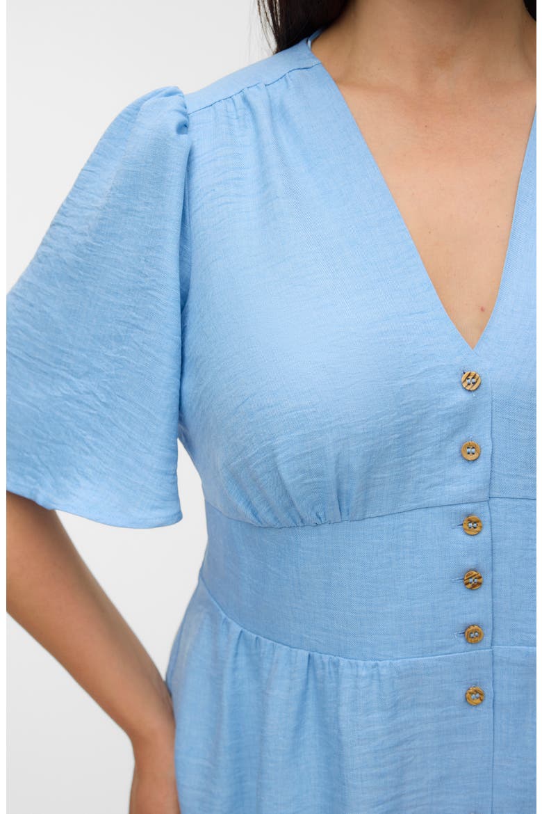 Short Sleeve Button Front Chambray Dress, Alternate, color, CHAMBRAY BLUE MELANGE