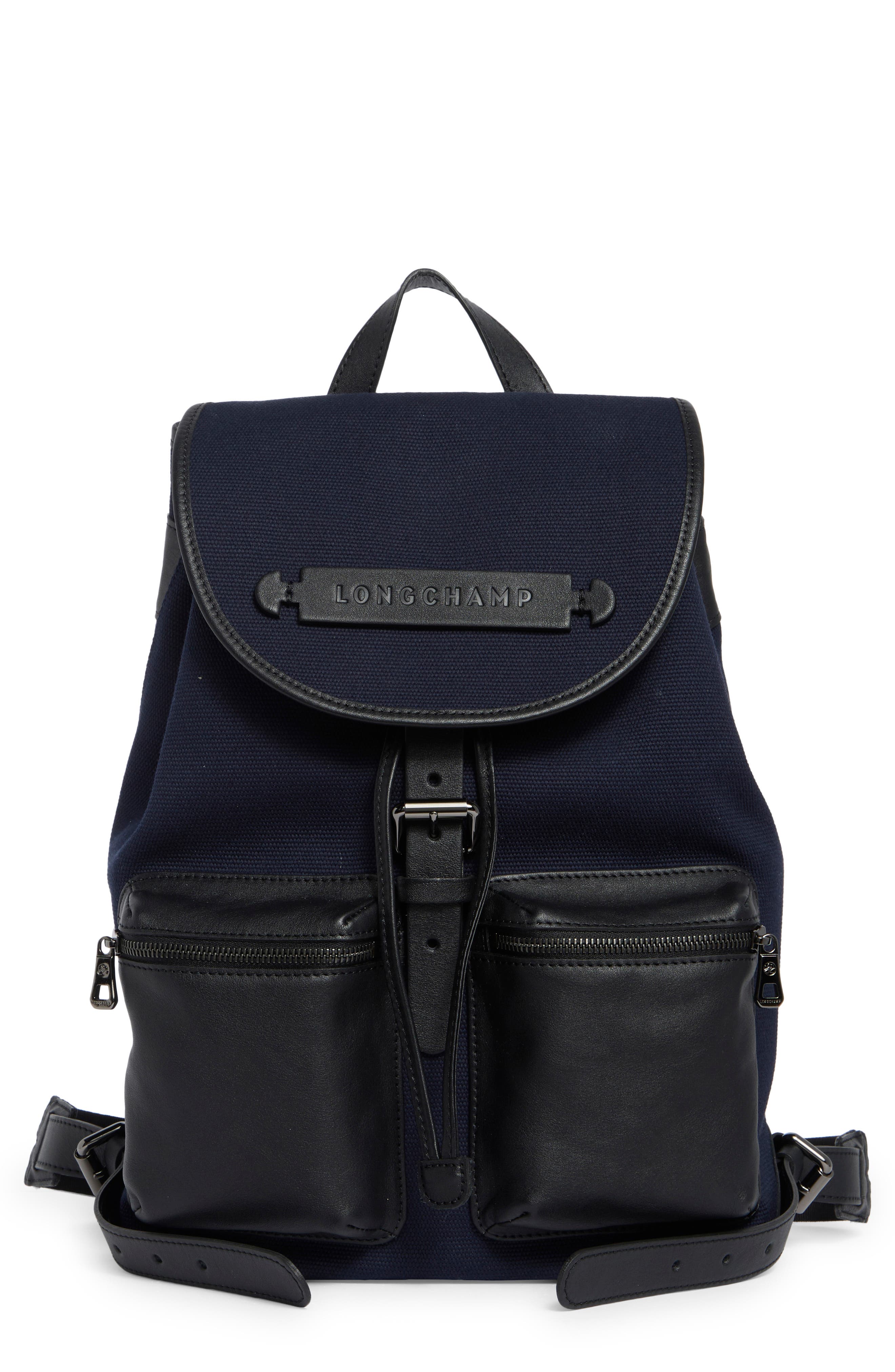 Longchamp 3D Leather & Twill Backpack