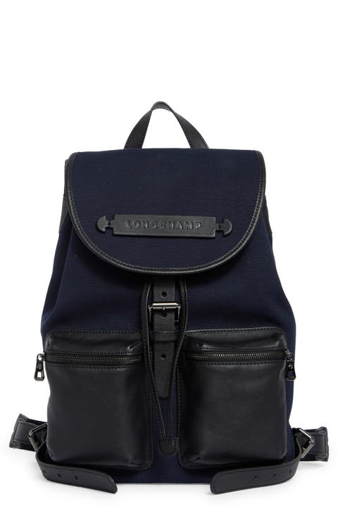 3D Leather & Twill Backpack