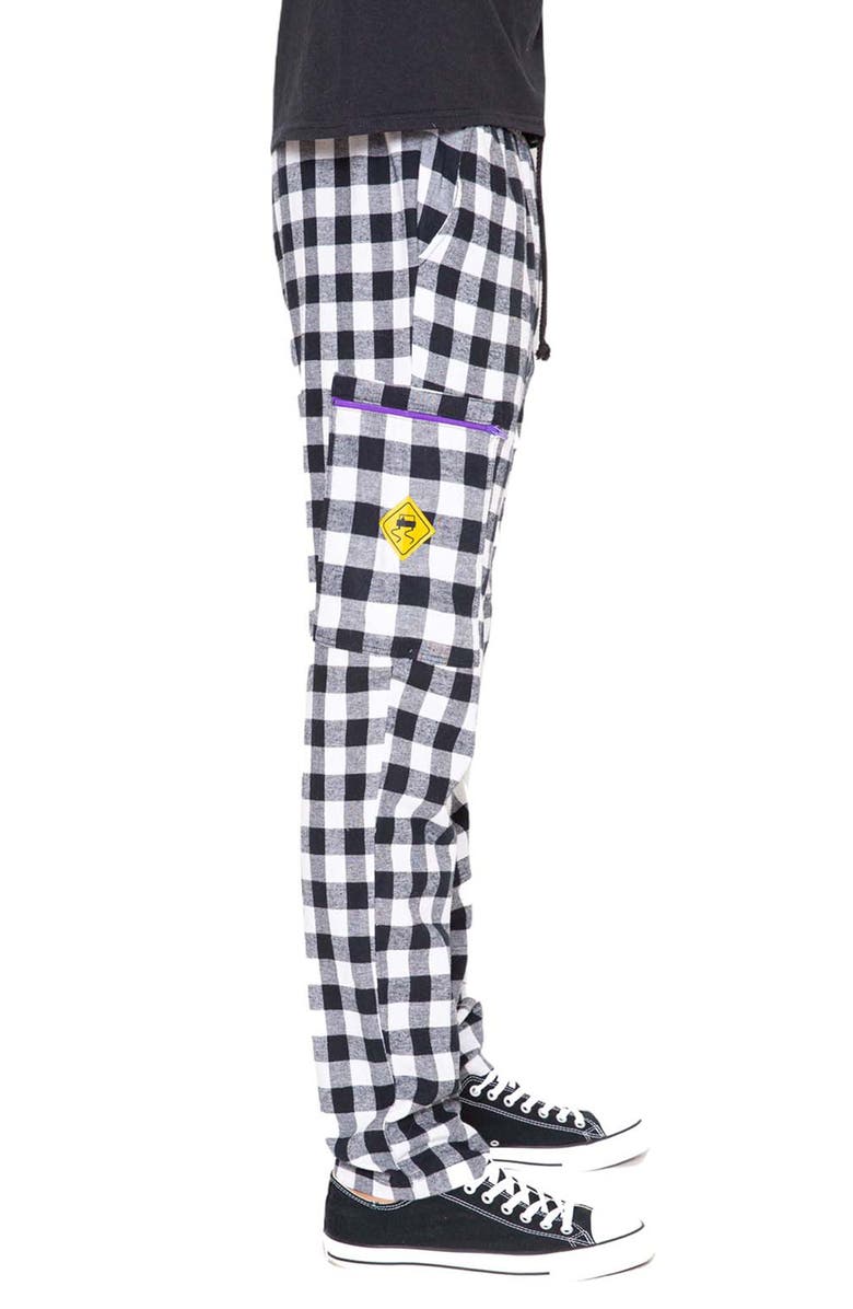 Skidz Zip Stash Check Cotton Flannel Pants, Alternate, color, 