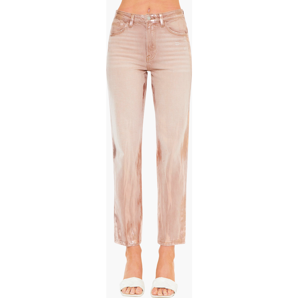 Kancan Premier Blaire Premier High Rise Straight Jeans In Pink Reflective