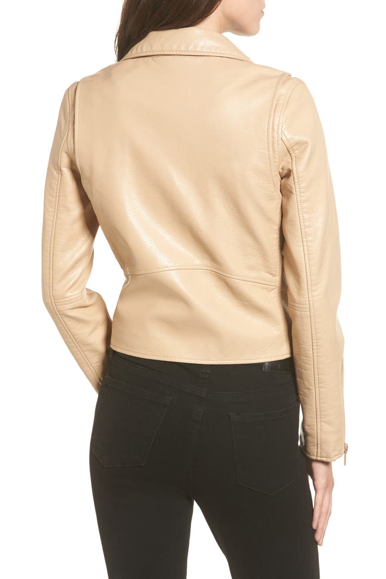 Faux Leather Moto Jacket, Alternate, color, NATURAL LIGHT