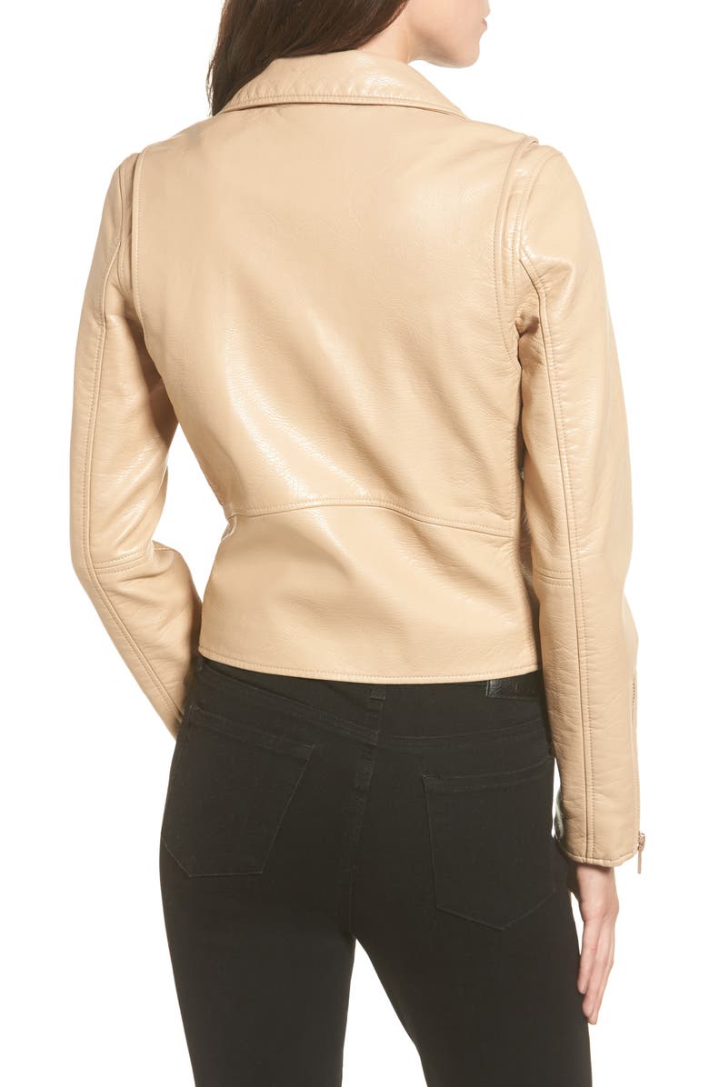 BLANKNYC Faux Leather Moto Jacket, Alternate, color, Natural Light