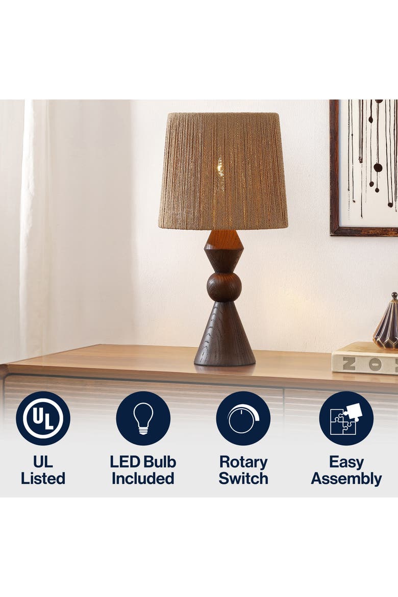 Tapered Rope End JONATHAN Y Orbic Taper Cottage Resin/Metal LED Table Lamp with Paper ...
