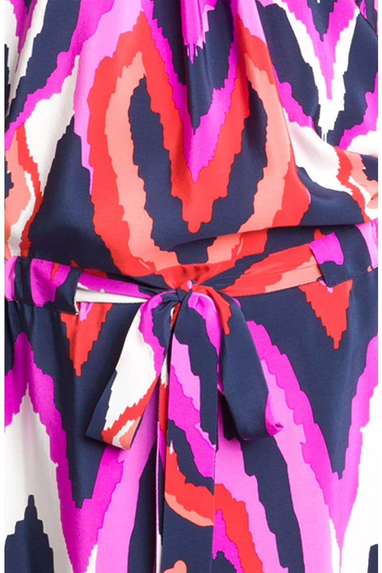 'Jillian' Print Silk Halter Dress, Alternate, color, PINK IKAT