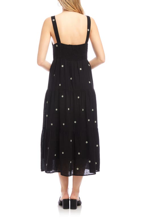 Karen Kane Embroidered Tiered Sleeveless Midi Dress
