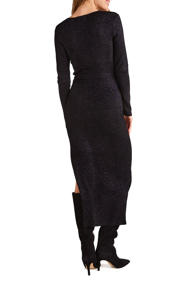Bella Dahl Metallic Long Sleeve Tie Waist Sweater Dress, Alternate, color, 