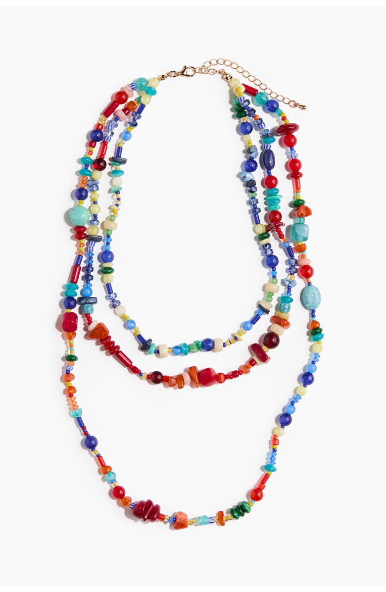 H&M Three-strand Beaded Necklace, Main, color, Turquoise/Red/Blue
