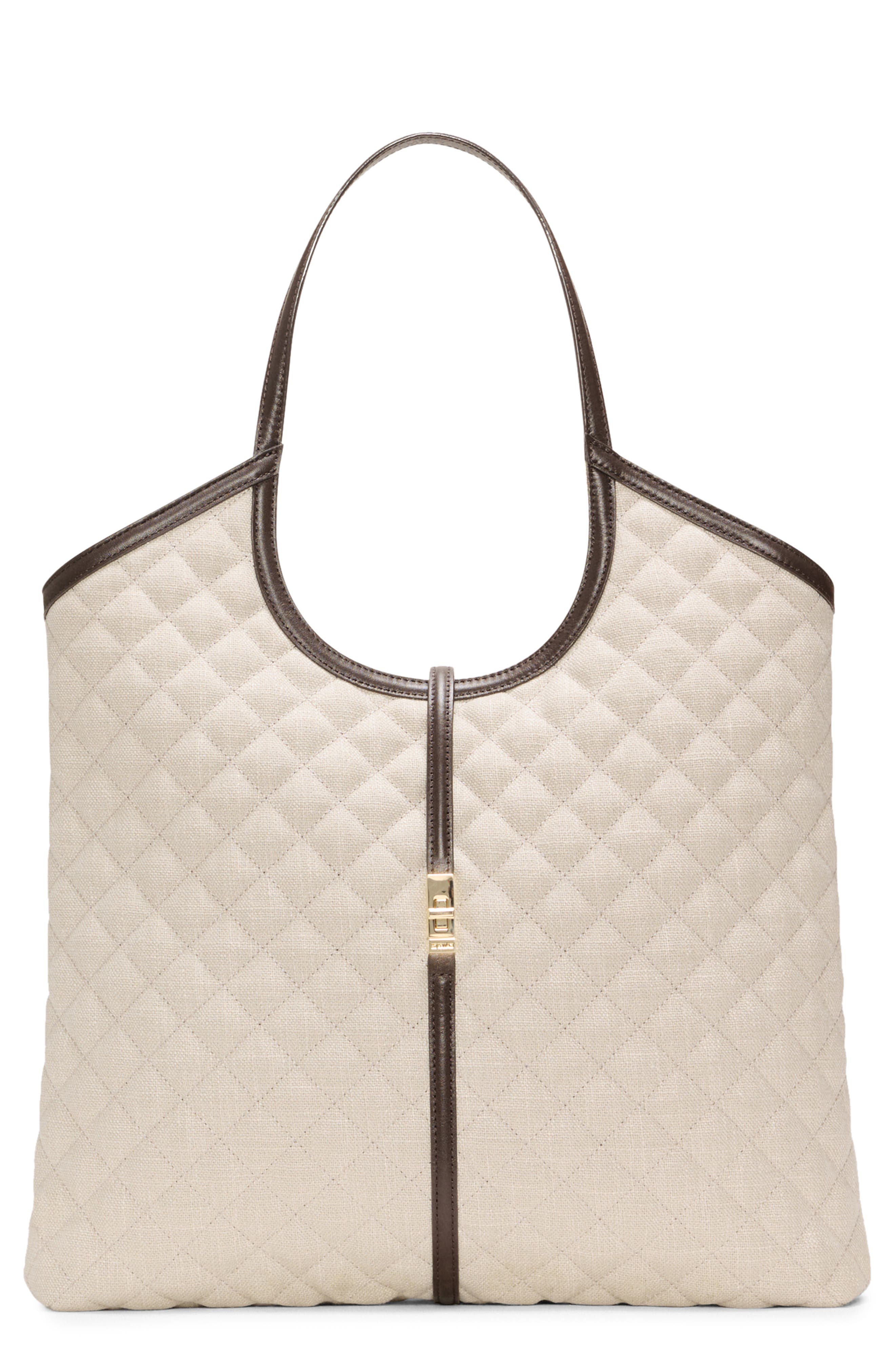 Large Astor Quilted Nylon Hobo Bag, Main, color, SANDY LINEN
