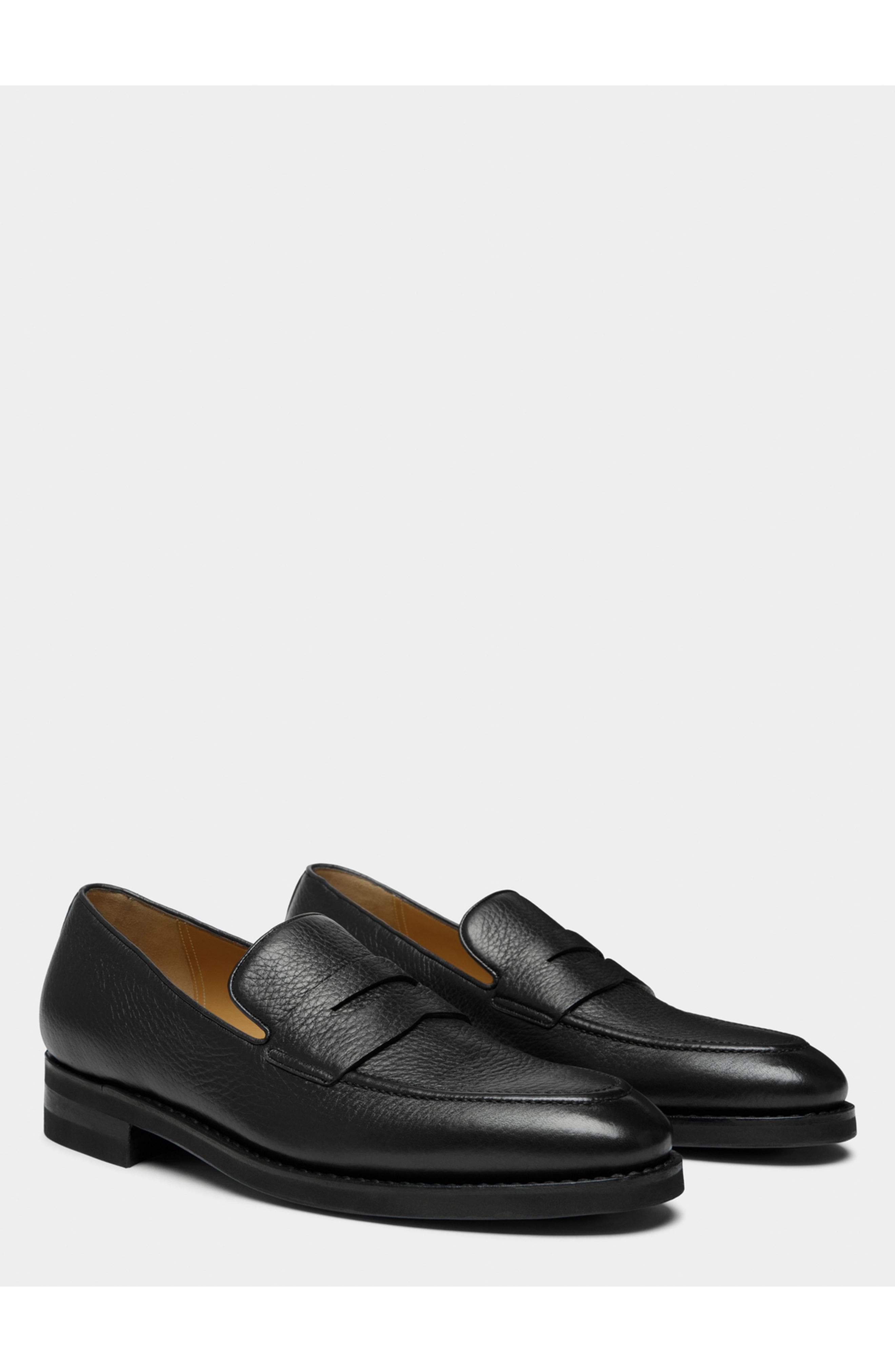 Bally Scribe Un Loafer in Deer Leather, Alternate, color, Black