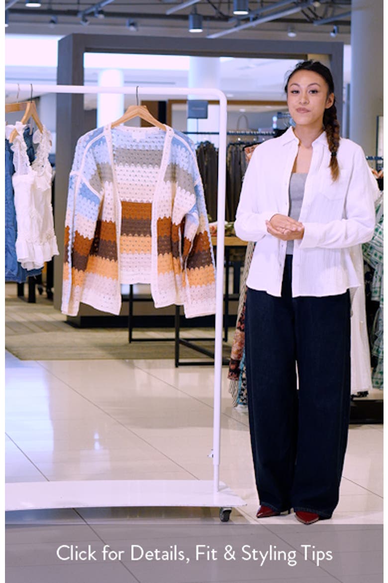 Stripe Crochet Open Front Cardigan video