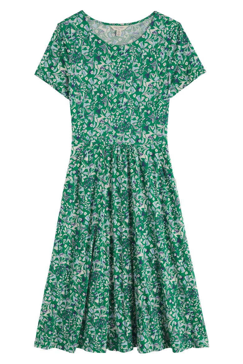 April Floral Stretch Organic Cotton Midi Dress, Alternate, color, WOODLAND FLORAL DARK STEM