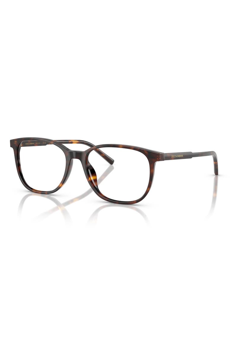 Dolce&Gabbana 51mm Pillow Optical Glasses, Alternate, color, Havana / Demo Lens