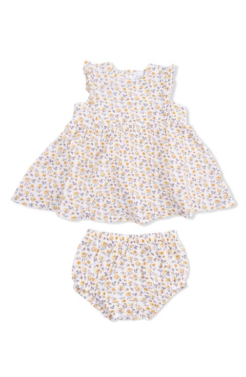 Yellow Country Roses Organic Cotton Muslin Dress & Bloomers Set (Baby)