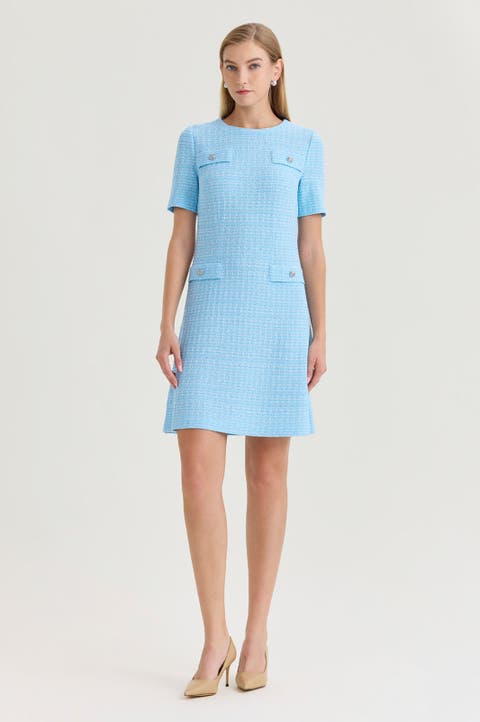 A-Line Tweed Texture Above-the-Knee Dress