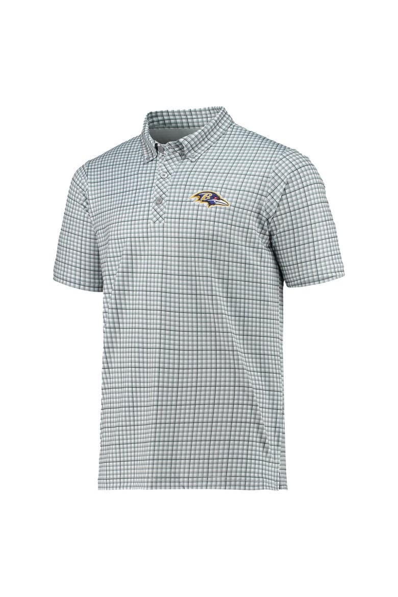 Men's Antigua Gray/Black Baltimore Ravens Deliver Button-Down Polo, Alternate, color, White
