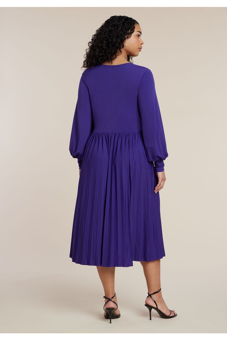 Knot Front Pleated Skirt Dress, Alternate, color, VIOLET INDIGO
