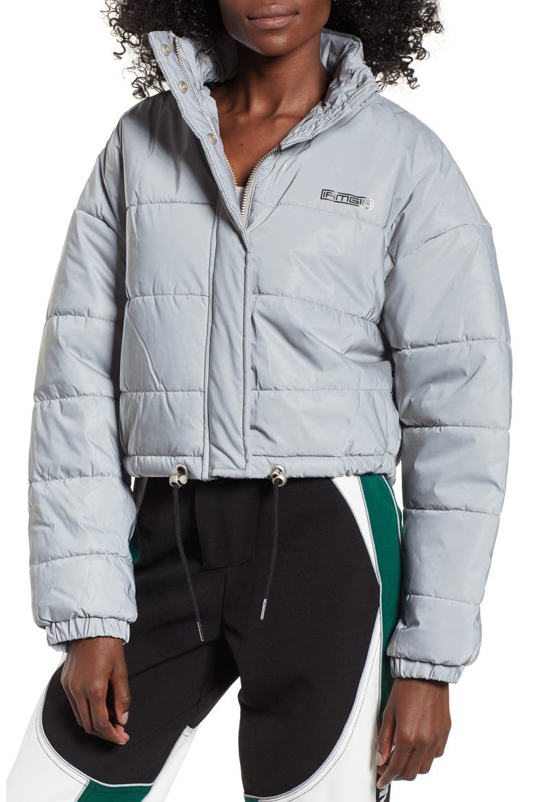 Hersilla Crop Puffer Coat, Alternate, color, SILVER