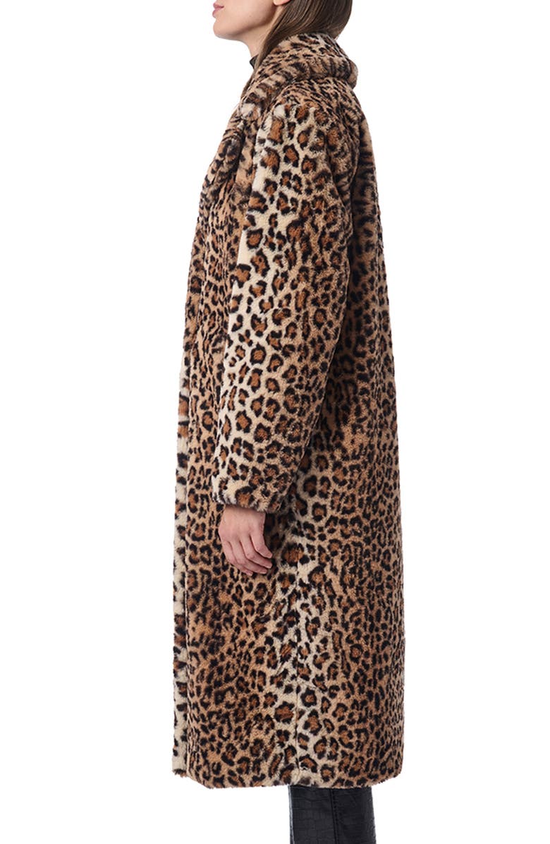 Bernardo Leopard Print Faux Fur Coat, Alternate, color,