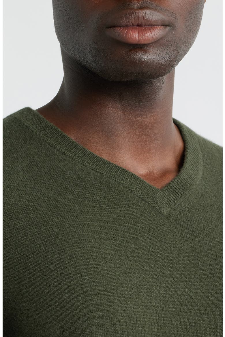 Cashmere V-Neck Sweater, Alternate, color, GREEN DUFFLE