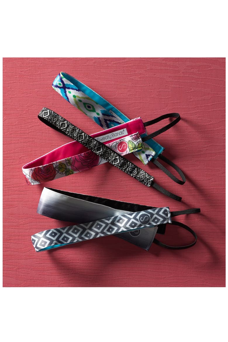 'Ikat You Looking' Fitness Head Wrap, Alternate, color, BLACK