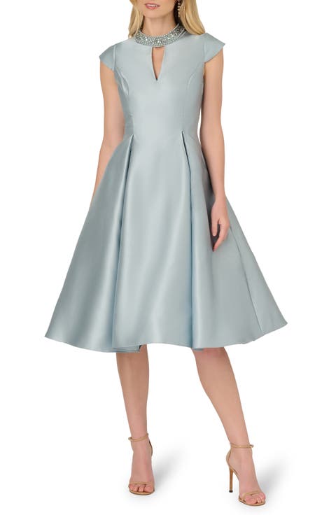 Embellished Keyhole Mikado Cocktail Dress