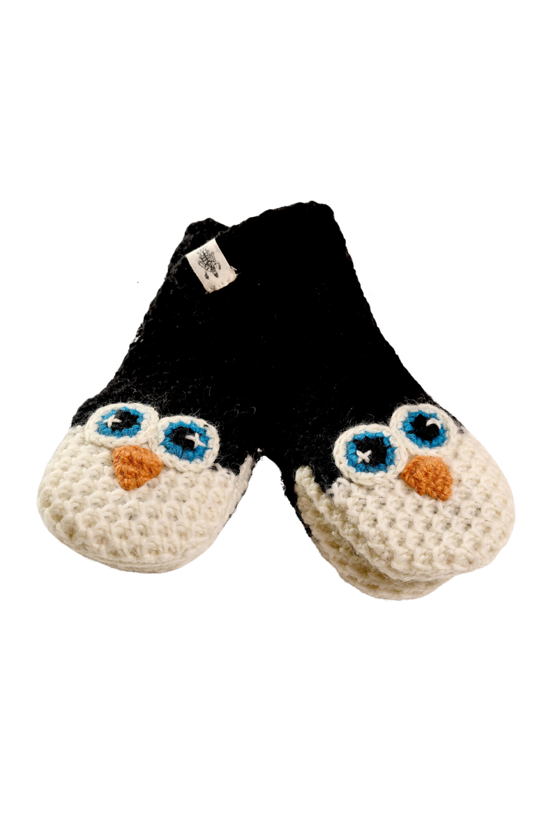 Crochet Penguin Mittens, Main, color, White