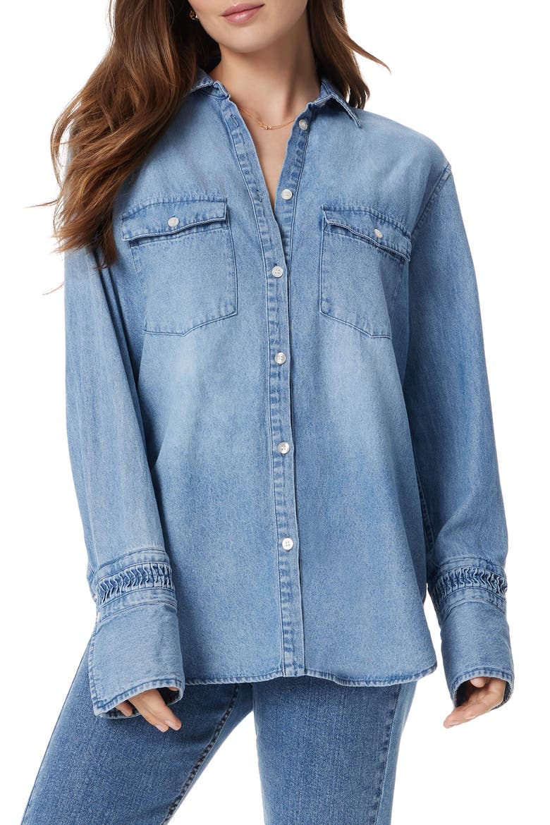 Wrenly Chambray Button-Up Shirt, Main, color, AEGEAN BLUE