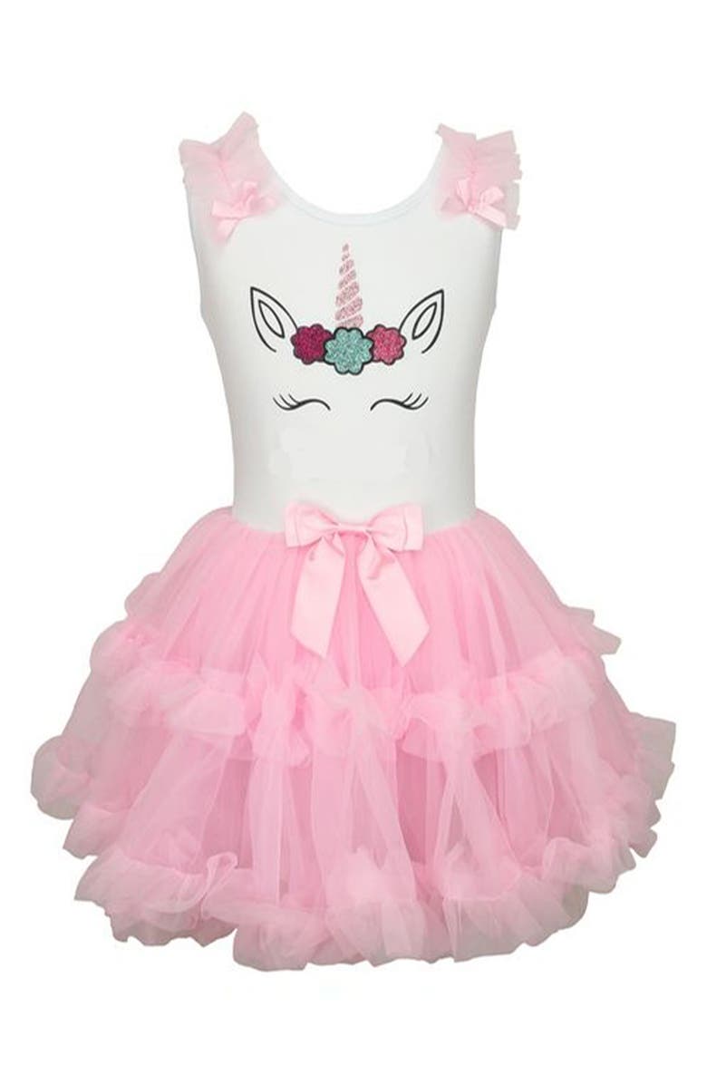 Popatu Kids' Sequin Unicorn Tulle Party Dress, Main, color, Pink