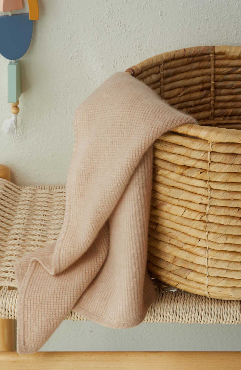 Italic Hallie and Cassie Cashmere Baby Blankets, Alternate, color, Camel / Cream