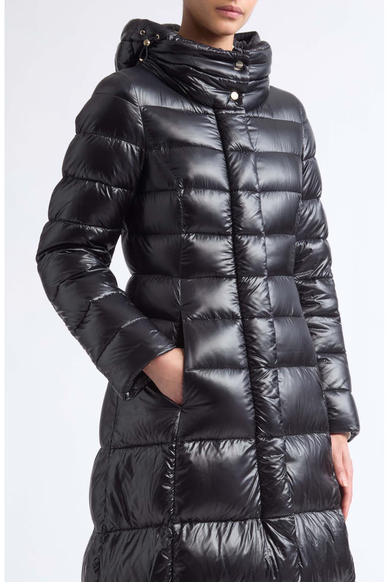Ultralight Fitted Nylon Maxi Down Coat, Alternate, color, 9300 BLACK