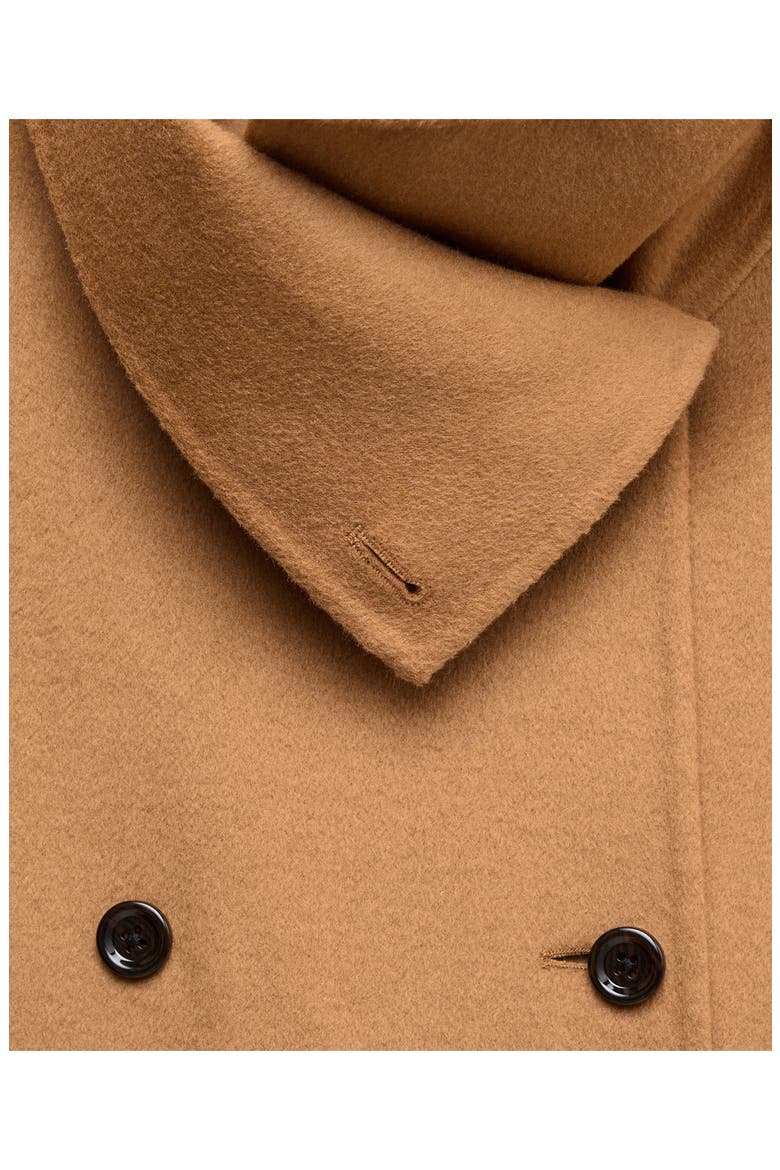 Detachable Scarf Wool Blend Coat, Alternate, color, MEDIUM BROWN