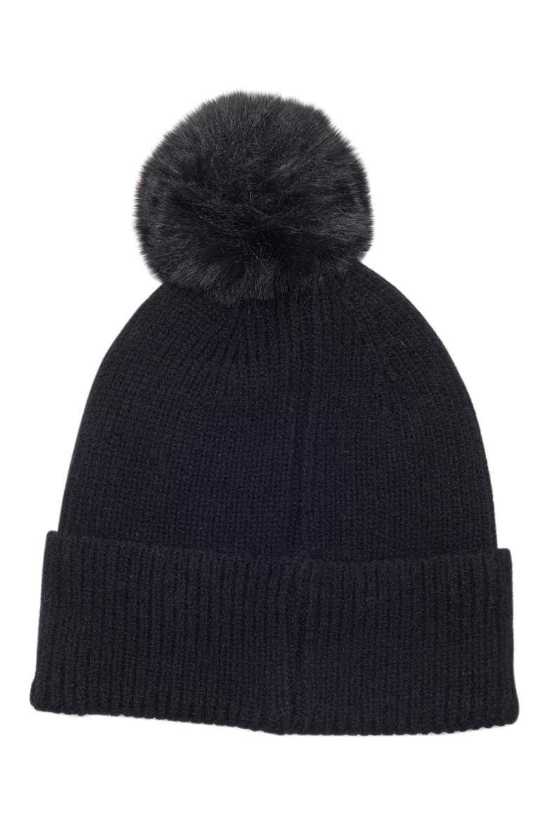 Mixed Cut Crystal Pom Beanie, Alternate, color, BLACK